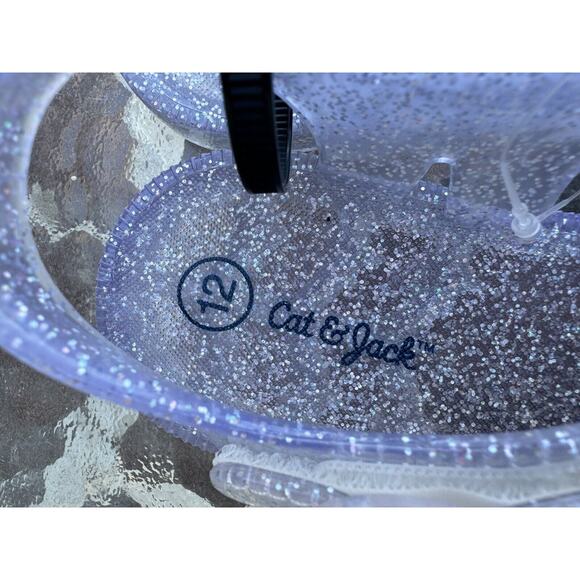 SHOES Girls Cat & Jack Jelly Shoes Size 12 Blue Glitter - Picture 6 of 6